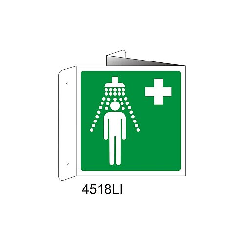 Doccia di emergenza - Alluminio - B - 160x160mm - Bifacciale a Libro - Non Luminescente