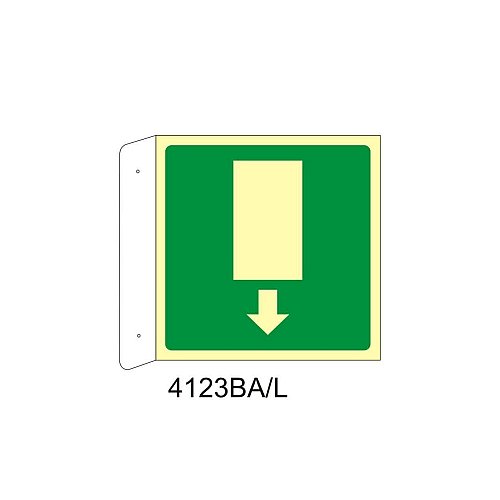 Uscita di emergenza basso - Alluminio - B - 160x160mm - Bifacciale a Bandiera - Luminescente