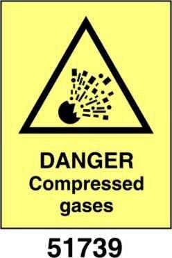 Danger compressed gases - A - PVL 150x200 mm - Conf 10 pz.