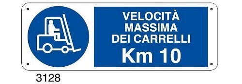 Velocità massima dei carrelli Km 10 - A - Alluminio 350x125 mm - Conf 10 pz.