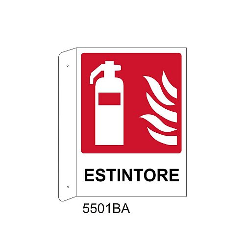 Estintore - Alluminio - C - 230x310mm - Bifacciale a Bandiera - Non Luminescente