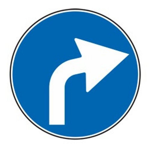 Preavviso di direzione obbligatoria a destra - A - Alluminio CL.2 40cm