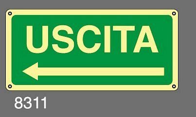 Uscita - A - Alluminio Luminescente - 350x125 mm - Conf 10 pz.