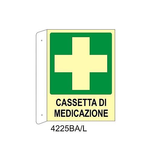 Cassetta di medicazione - Alluminio - B - 160x210mm - Bifacciale a Bandiera - Luminescente