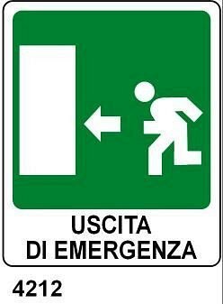 Uscita di emergenza sinistra - B - Alluminio 160x210 mm - Conf 10 pz.
