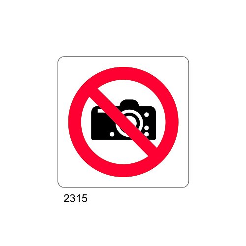 Divieto uso macchina fotografica - B - PVC adesivo 165x165 mm - Conf 10 pz.