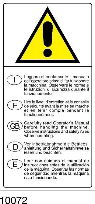 Pericolo Leggere manuale - C - PVC adesivo 330x170 mm - 1Pz