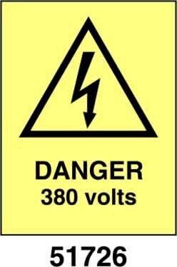 Danger 440 volts - A - PVL 150x200 mm - Conf 10 pz.