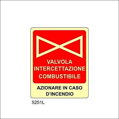 Valvola intercettazione combustibile azionare in caso d'incendio Luminescente - C - Alluminio Luminescente - 230x310 mm - Conf 10 pz.