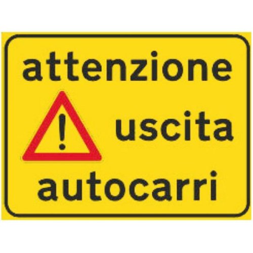 Attenzione uscita autocarri - A - Ferro CL.2 90x60 cm