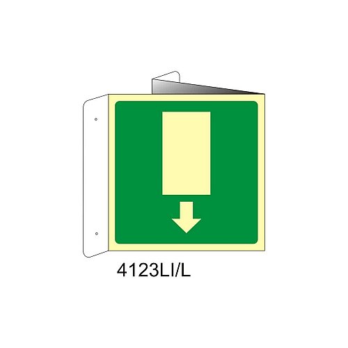 Uscita di emergenza basso - Alluminio - B - 160x160mm - Bifacciale a Libro - Luminescente