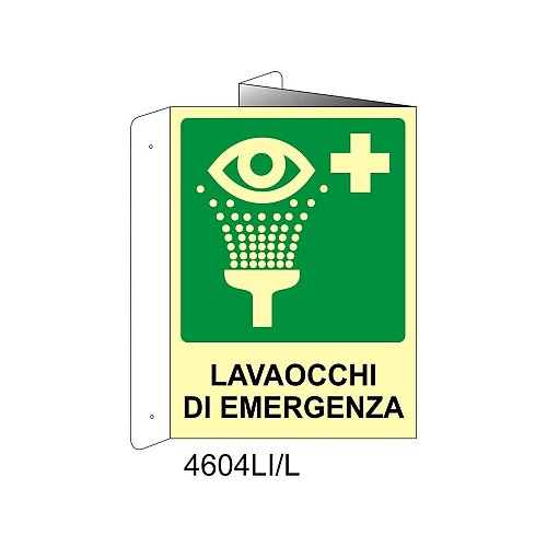 Lavaocchi di emergenza - Alluminio - B - 160x210mm - Bifacciale a Libro - Luminescente