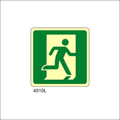 Uscita di Emergenza Destra Luminescente - B - Alluminio Luminescente - 160x160 mm - Conf 10 pz.
