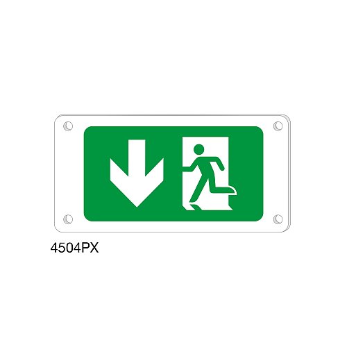 Uscita di emergenza in basso - Plexiglass - B - 240x120 mm - Monofacciale - 4 Fori