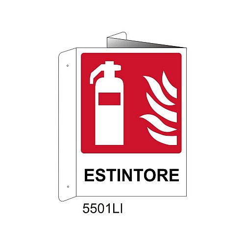 Estintore - Alluminio - D - 370x500mm - Bifacciale a Libro - Non Luminescente
