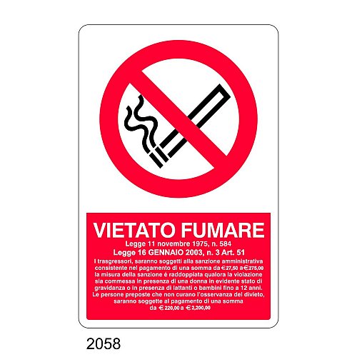 Vietato fumare con legge - E - Alluminio 500x700 mm - Conf 10 pz.