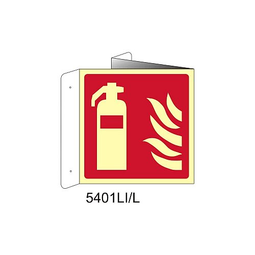 Estintore - Alluminio - D - 370x370mm - Bifacciale a Libro - Luminescente
