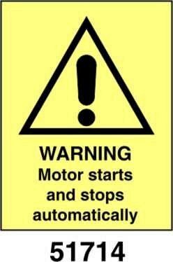 Warning motor starts and stops automatically - A - PVL 150x200 mm