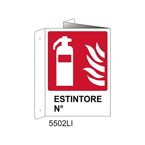Estintore n° - Alluminio - B - 160x210mm - Bifacciale a Libro - Non Luminescente