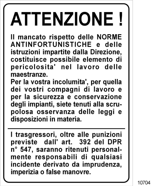 Osservanze delle norme antinfortunistiche - B - Alluminio - 330x500 mm