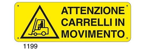 Attenzione carrelli in movimento - E - Alluminio 500x700 mm