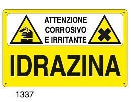 Attenzione corrosivo e irritante-Idrazina - A - Alluminio 500x330 mm - Conf 10 pz.