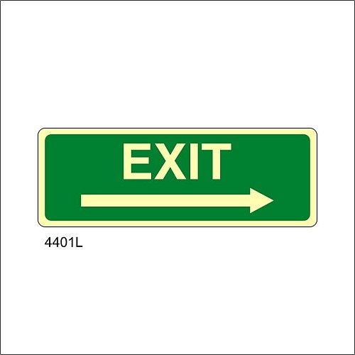 Exit freccia destra luminescente - A - Alluminio Luminescente - 350x125 mm - Conf 10 pz.