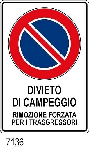 Divieto di campeggio - C - Alluminio Rifrang. - 600x900 mm