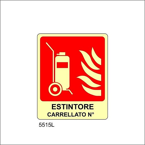 Estintore Carrellato N° Luminescente - B - Adesivo Luminescente - 160x210 mm - Conf 10 pz.