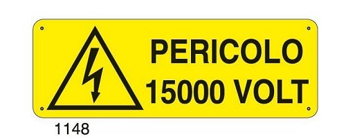 Pericolo 15000 volt - E - Alluminio 500x700 mm