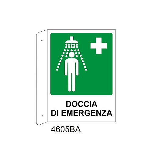 Doccia di emergenza - Alluminio - C - 230x310mm - Bifacciale a Bandiera - Non Luminescente