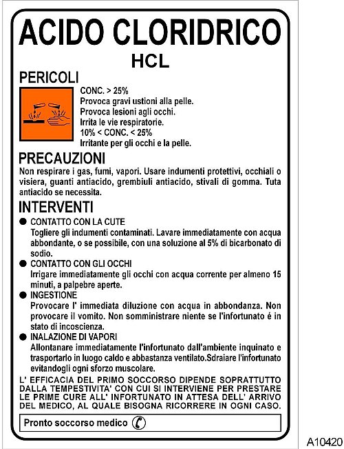 Acido Cloridrico - C - Alluminio -500x700 mm