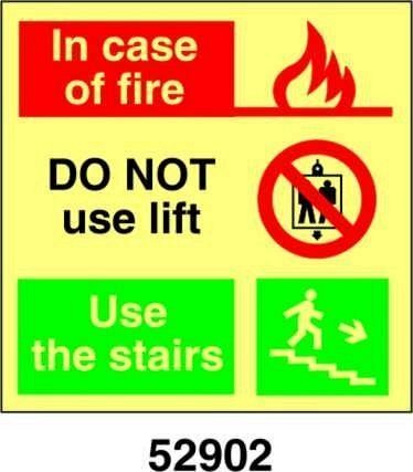 In case of fire DO NOT use lift, use the stairs - A - ADL 150x150 mm