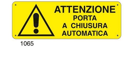 Attenzione porta a chiusura automatica - C - Alluminio 330x500 mm
