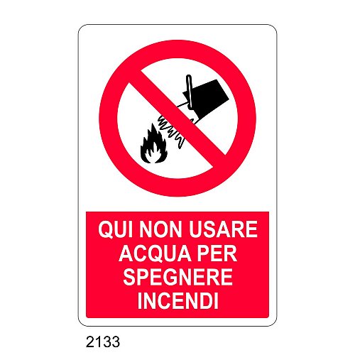 Qui non usare acqua per spegnere incendi - C - Alluminio 330x500 mm
