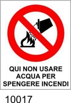 Divieto - non usare acqua per spegnere incendi - etichette - 25pz