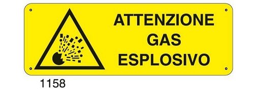 Attenzione gas esplosivo - E - Alluminio 500x700 mm