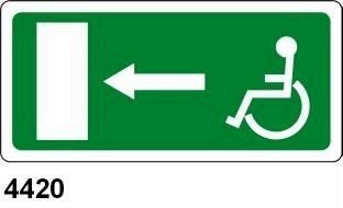 Uscita di Sicurezza disabili sinistra - A - PVC adesivo 350x125 mm - Conf 10 pz.