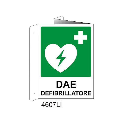 DAE defibrillatore - Alluminio - D - 370x500mm - Bifacciale a Libro - Non Luminescente