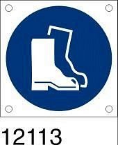 Targhetta bordo macchina "Obbligatorio usare scarpe protettive" in all. 60x60 mm - conf. 10 pz