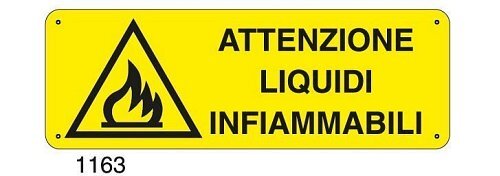 Attenzione liquidi infiammabili - B - Alluminio 765x270 mm