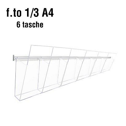 Portadepliant da Parete in Plexiglass - Formato 1/3 A4 - Modello 6 tasche