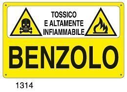 Tossico e altamente infiammabile-Benzolo - A - Alluminio 500x330 mm