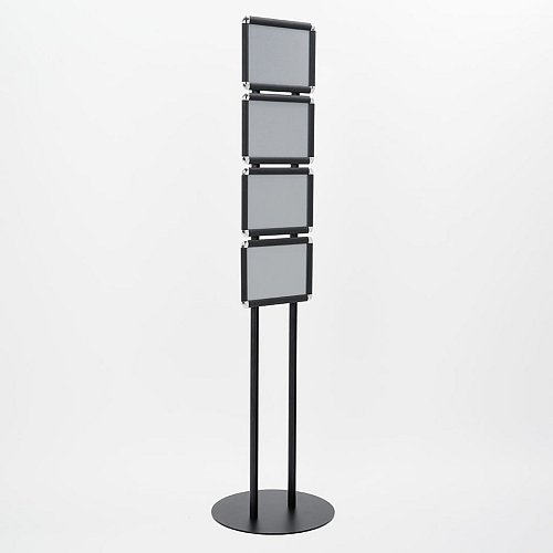 Espositore da Terra con Cornici a Scatto A4 Multiple - Nero - 8 Cornici