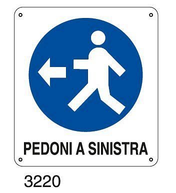 Pedoni a sinistra - B - Alluminio 180x210 mm