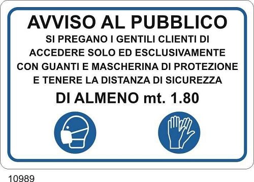 Avviso al pubblico accedere esclusivamente con guanti e mascherina - C - Alluminio -500x700 mm