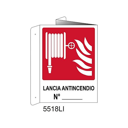 Lancia Antincendio N° - Alluminio - C - 230x310mm - Bifacciale a Libro - Non Luminescente