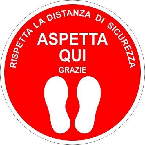 Rispetta la distanza di sicurezza Ø 300 mm - Rosso - Conf 10 pz