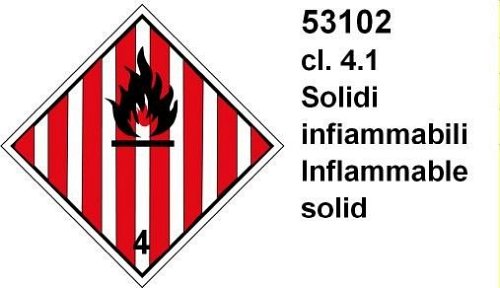 Solidi Infiammabili cl 4.1 - A - PVC adesivo - 100x100 mm