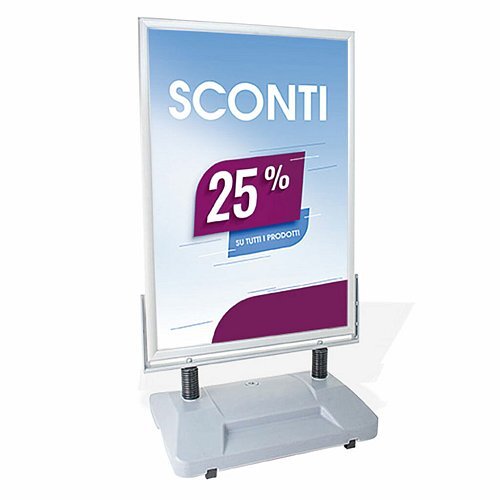Cornice bifacciale cm 70x100 base zavorrata e molle anti-vento